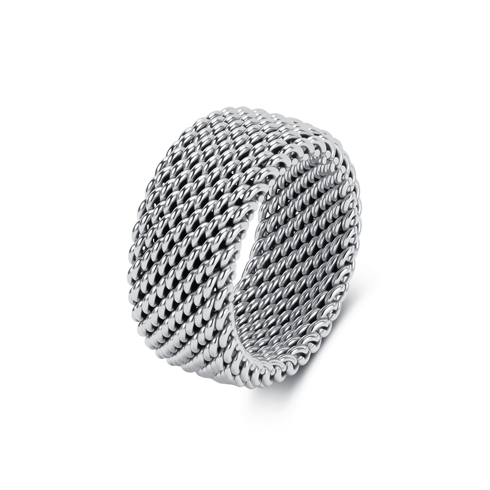 Men Accessories Aesthetic - Trendy Stainless Steel Woven Ring Geometric