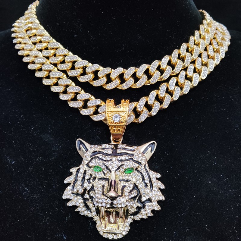 Men Accessories Singapore - Iced Out 3D Tiger Head Pendant