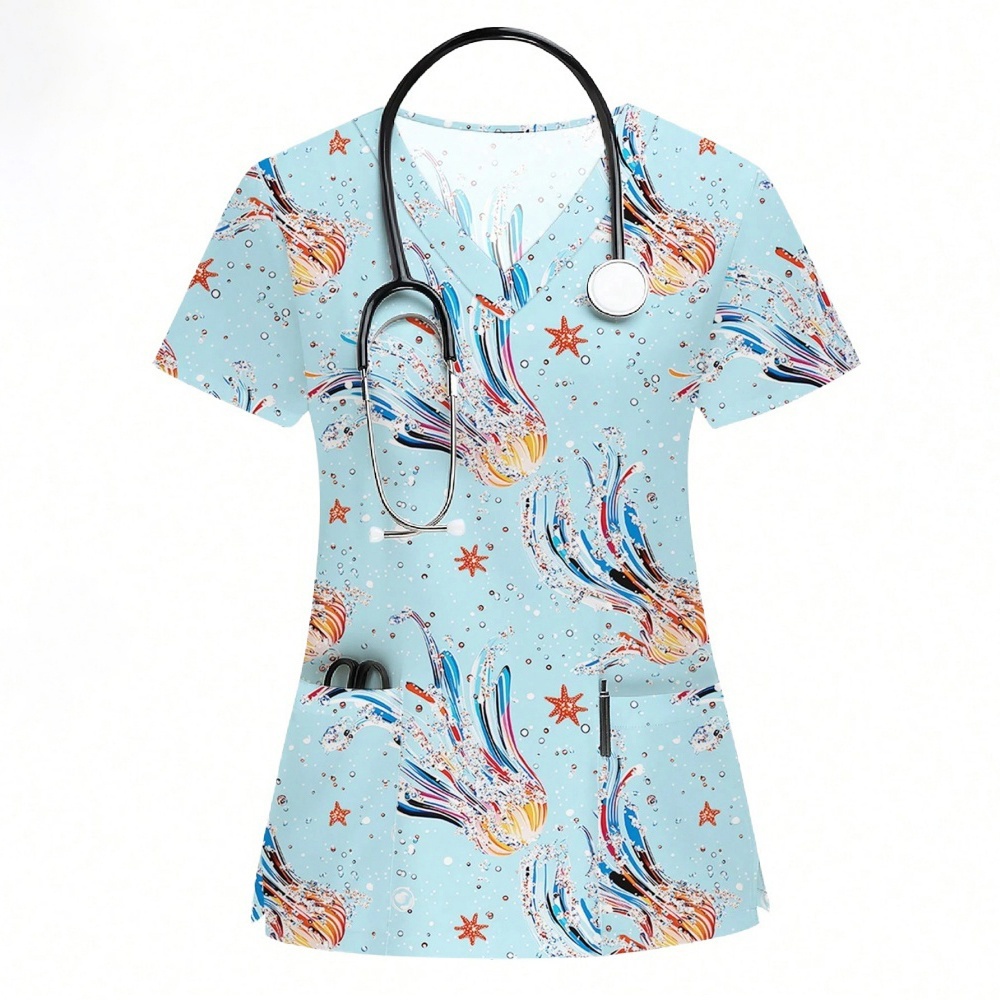 Uniform Nurse Cat Print Scrub  - Men Accessories Shop ulasan dan harga