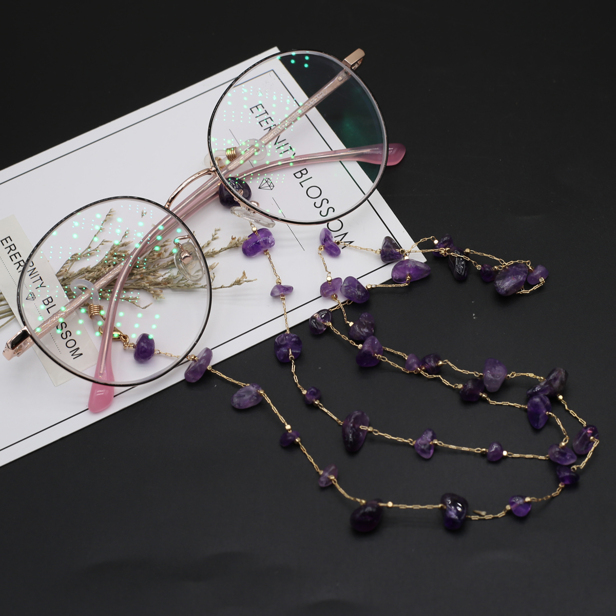 Natural Amethyst Stone Beaded  - Men'S Accessories Glasses ulasan dan harga