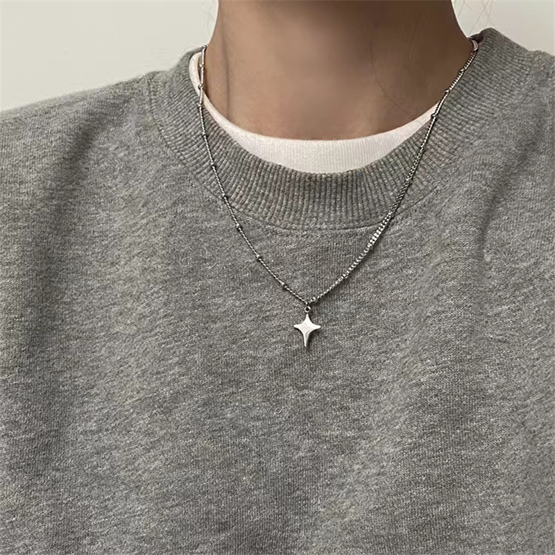 Kpop Goth Silver Color Star Pe - Men Accessories Aesthetic ulasan dan harga