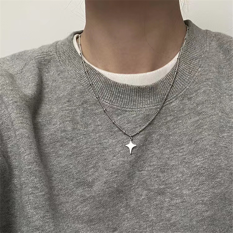 Kpop Goth Silver Color Star Pe - Men Accessories Aesthetic ulasan dan harga