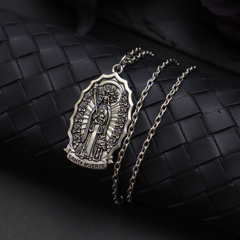 Santa Muerte Pendant Necklace, - Men Accessories Aesthetic ulasan dan harga
