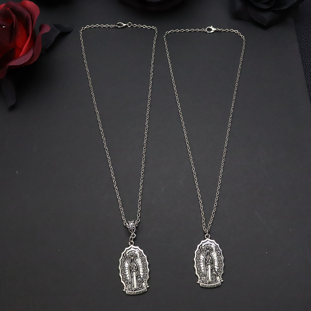 Santa Muerte Pendant Necklace, - Men Accessories Aesthetic ulasan dan harga