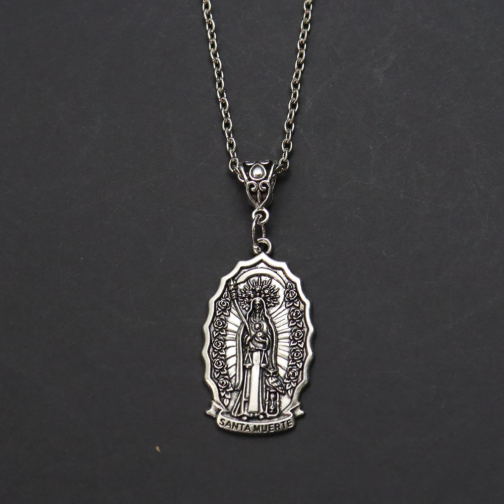 Santa Muerte Pendant Necklace, - Men Accessories Aesthetic ulasan dan harga