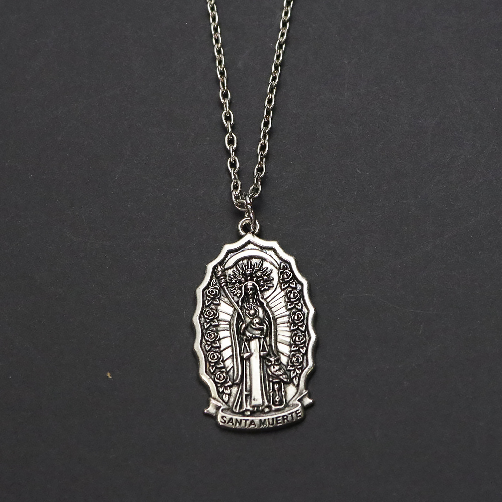 Santa Muerte Pendant Necklace, - Men Accessories Aesthetic ulasan dan harga