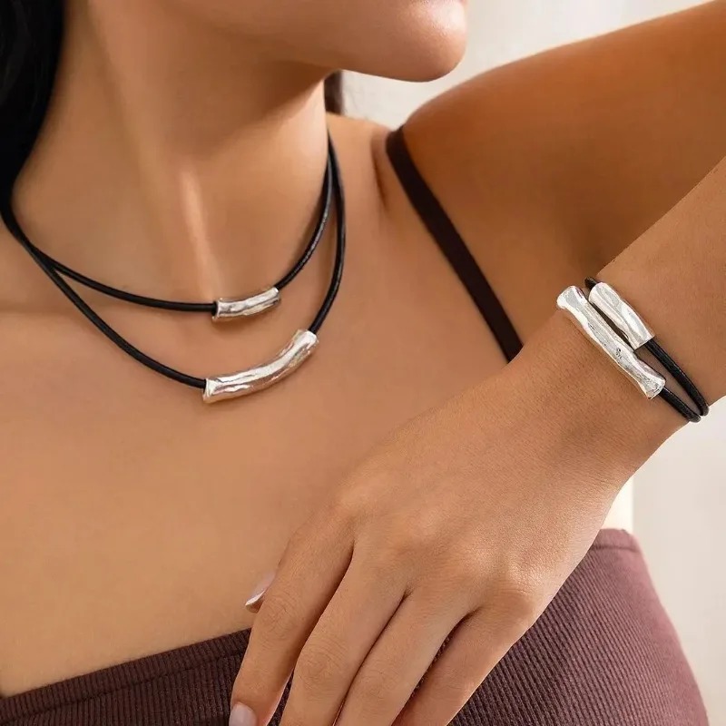 Multilayer Black Leather Adjus - Men Accessories Aesthetic ulasan dan harga