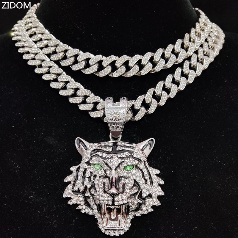 Iced Out 3D Tiger Head Pendant - Men Accessories Singapore ulasan dan harga