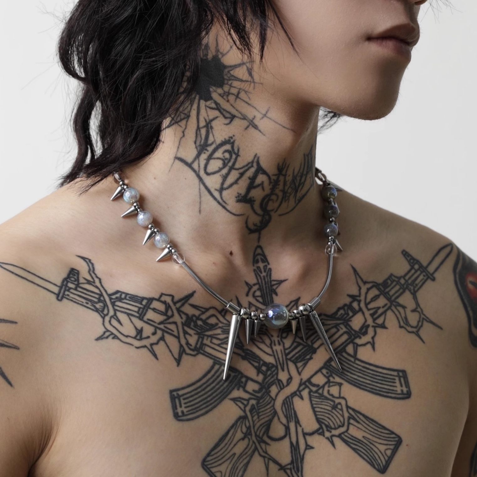 Titanium Steel Rivet Choker Fo - Men Accessories Aesthetic ulasan dan harga